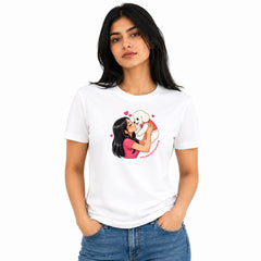 Dog Lover's Round Neck T-Shirts For Women - Paws Love - (170 GSM) single jersey