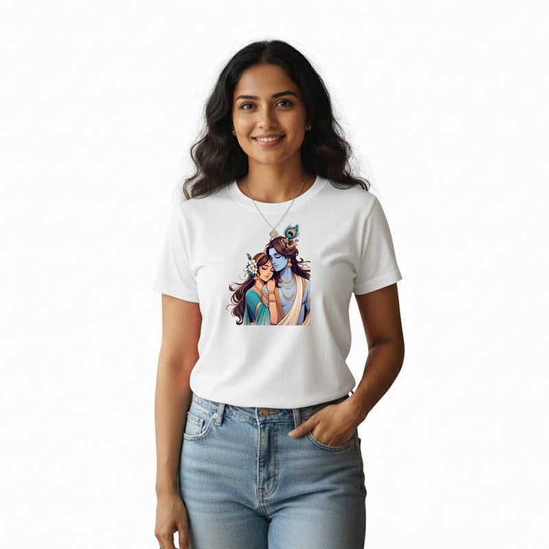 BestyPop Women’s Graphic Print Round Neck T-Shirt- Krishna (170 GSM single jersey