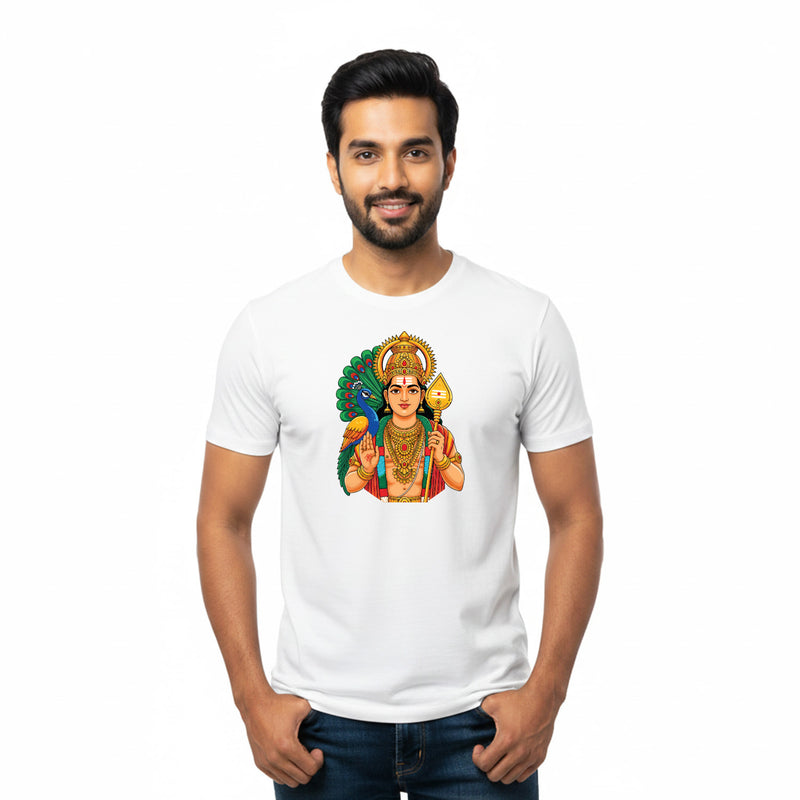 BestyPop Men’s Graphic Print Round Neck T-Shirt- Murugan (170 GSM single jersey)