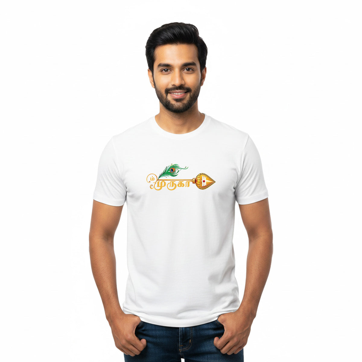 BestyPop Men’s Graphic Print Round Neck T-Shirt- Murugan (170 GSM single jersey)