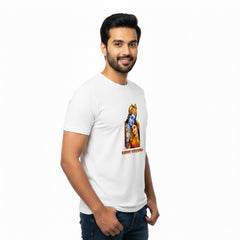 BestyPop Men’s Graphic Print Round Neck T-Shirt- Krishna (170 GSM single jersey)
