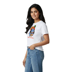 BestyPop Women’s Graphic Print Round Neck T-Shirt- Krishna (170 GSM single jersey)