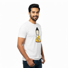 BestyPop Men’s Graphic Print Round Neck T-Shirt- Buddha (170 GSM single jersey)
