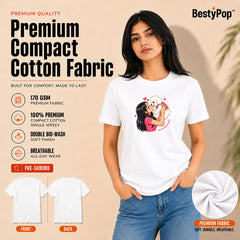 Dog Lover's Round Neck T-Shirts For Women - Paws Love - (170 GSM) single jersey
