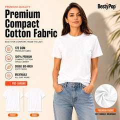 BestyPop Women’s Plain Round Neck T-Shirt