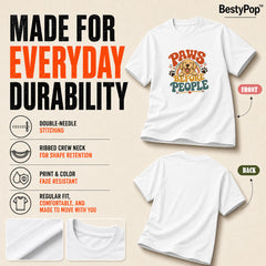 Dog Lover's Round Neck T-Shirts For Women - Happy Paws - (170 GSM) single jersey
