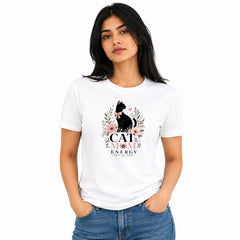 Cat Lover's Round Neck T-Shirts For Women - Cat Mom - (170 GSM) single jersey