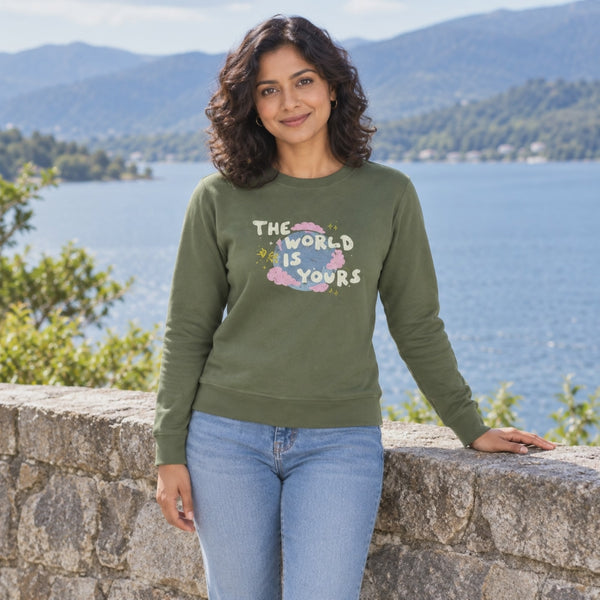 BestyPop Women’s Graphic Print Round Neck Sweatshirt - 270 GSM - 3-second front print video