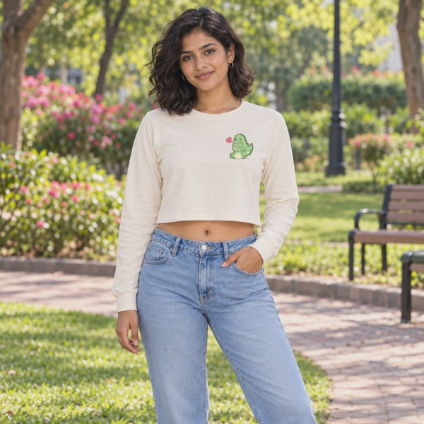 BestyPop Women’s Oversized Full Sleeve Crop Top - Sunsets (270 GSM French Terry) - 3-second front print video