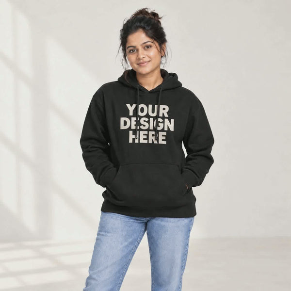 Custom women's black hoodie — Your Design Here to VINTAGE print
