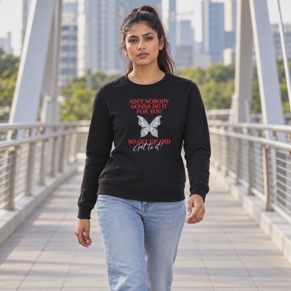 BestyPop Women’s Graphic Print Round Neck Sweatshirt - 270 GSM - 3-second front print video