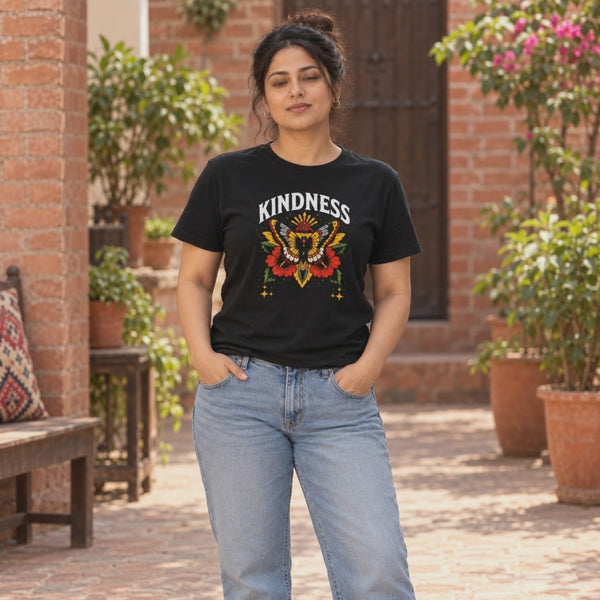 Bestypop Women's Crew Neck t-shirt - Kindness (170 GSM single jersey) - 3-second front print video