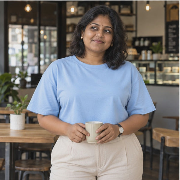 Product video — Lite Blue plain oversized crop top