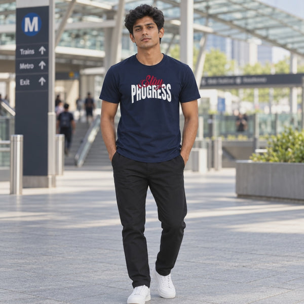 Bestypop Men's Crew Neck t-shirt- Stay Process (170 GSM single jersey) - 3-second front print video