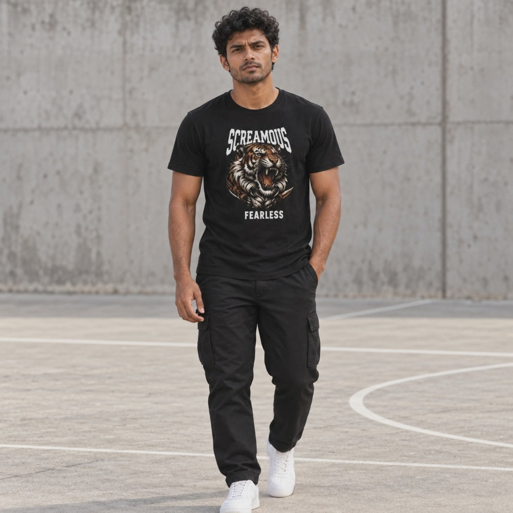 Bestypop Men's Crew Neck t-shirt - Fearless (170 GSM single jersey) - 3-second front print video