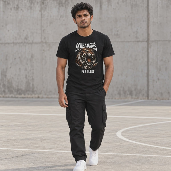 Bestypop Men's Crew Neck t-shirt - Fearless (170 GSM single jersey) - 3-second front print video