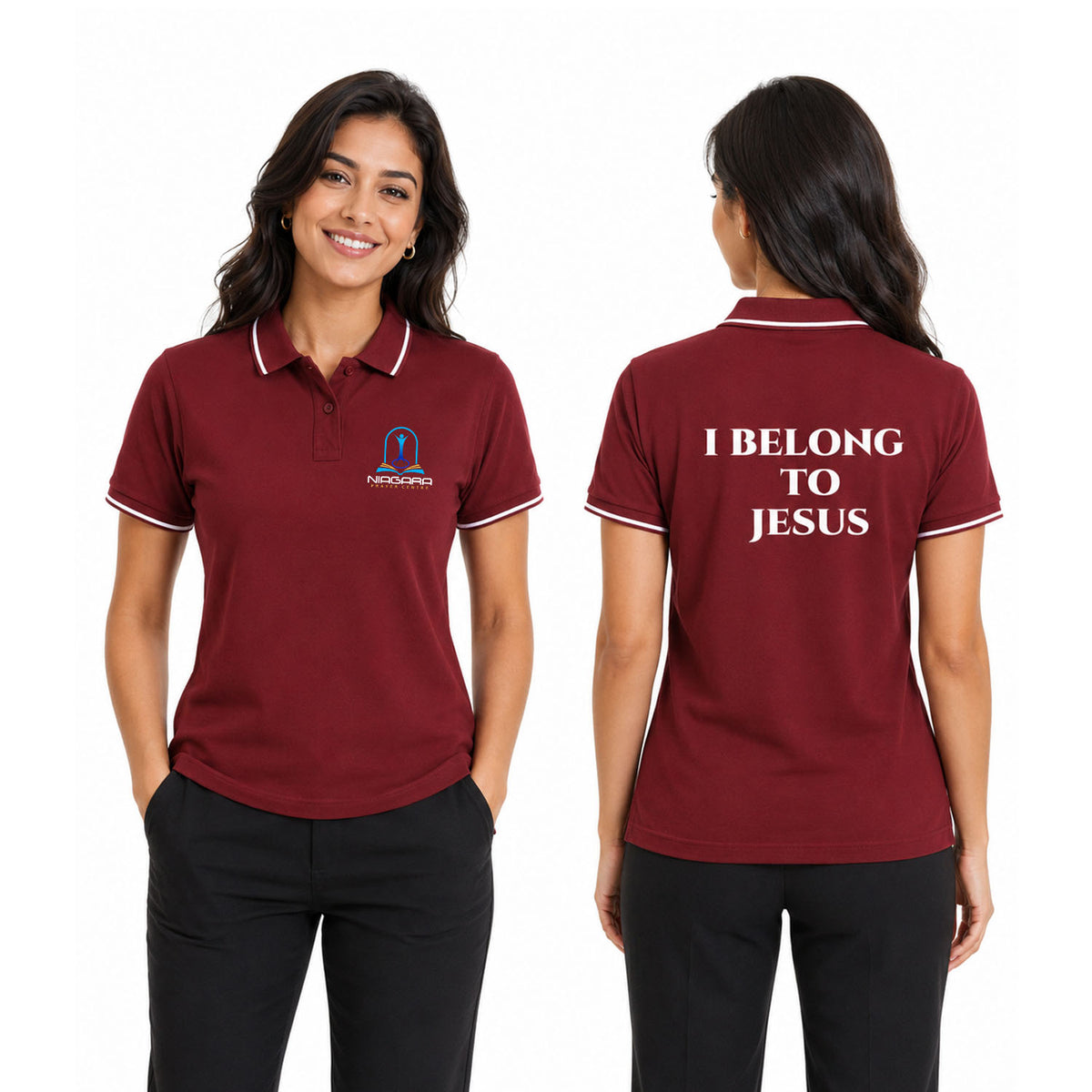 I Belong to Jesus Print Women's Polo T-shirt - (250 GSM) Compact Cotton